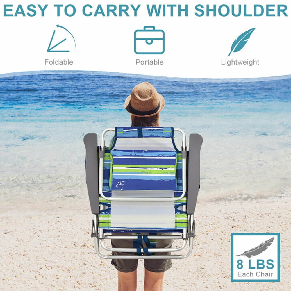 Aimee Lii 4-Pack 5-Position Outdoor Folding Backpack Beach Reclining Chair with Pillow, Outdoor Patio Furniture, Blue Aimee Lii 4-Pack 5-Position Outdoor Folding Backpack Beach Reclining Chair with Pillow, Outdoor Patio Furniture, Blue