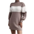 thumbnail image 1 of Bigersell Robes Mignonnes pour Adolescentes Femmes Manches Courtes Décontractées Robe en Tricot à Rayures Ample Nouvelles Robes d'Été Régulières Midi, Style 28787, Café m, 1 of 5