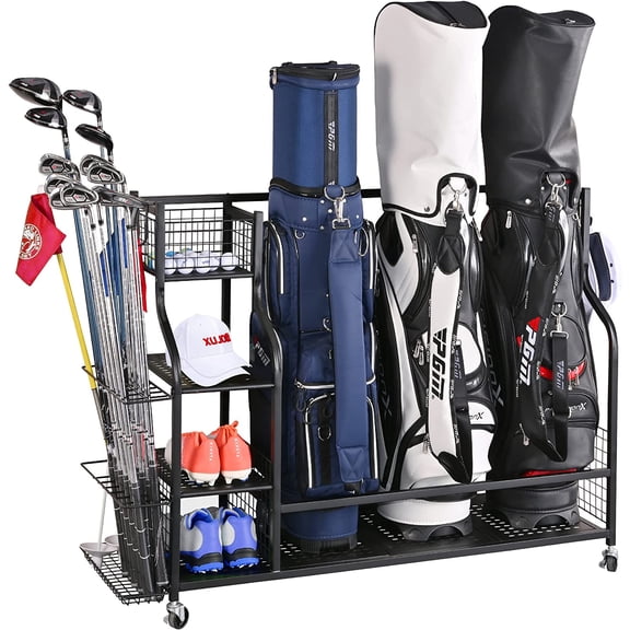 Golf Bag Storage Garage Organizer, Extra Large Size Golf Bag Storage Stand and Golf Equipment Rack for Garage,Shed, Basement