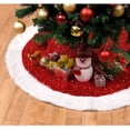 thumbnail image 1 of JM Falda roja para árbol de Navidad de 36 pulgadas, tela de lentejuelas de felpa, falda para árbol de Navidad, delantal inferior para árbol de Navidad, falda decorada para árbol de Navidad JM, 1 of 4