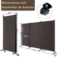 thumbnail image 3 of Costway Biombo Separador de 3 Paneles con Ruedas Pantallas de Privacidad de Habitaciones Alto 180cm Divisores para Hogar Oficina Domitorio, 3 of 10