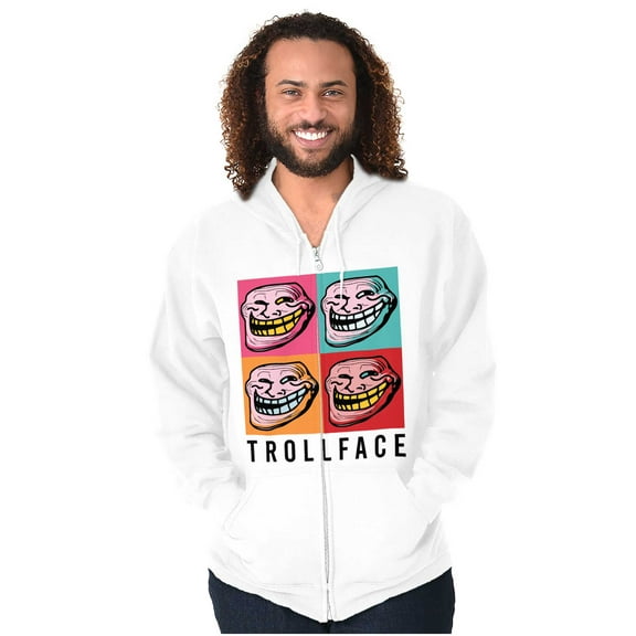 Troll Face Memes Big Smiley Trollface Zip Up Hoodie Men's Women's Brisco Brands M
