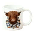thumbnail image 2 of Taza de cerámica con bufanda a cuadros de vaca, taza de café o té con estampado de ganado escocés caprichoso para los entusiastas de la decoración., 2 of 2