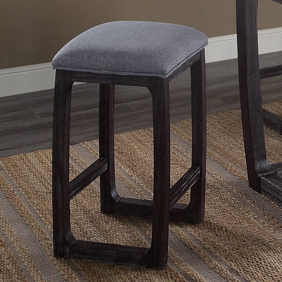 Rustic Espresso and Grey Counter Height Stools - 1-Piece with Wooden Sled Base