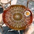 thumbnail image 2 of Orange Boho Round Tablecloth, Fitted Table Cover with Elastic for 45"-54" Round Tables, Country Vintage Ethnic Abstract Geometric Table Cloth Outdoor Indoor Dinning Party Waterproof Tablecloths, 2 of 7