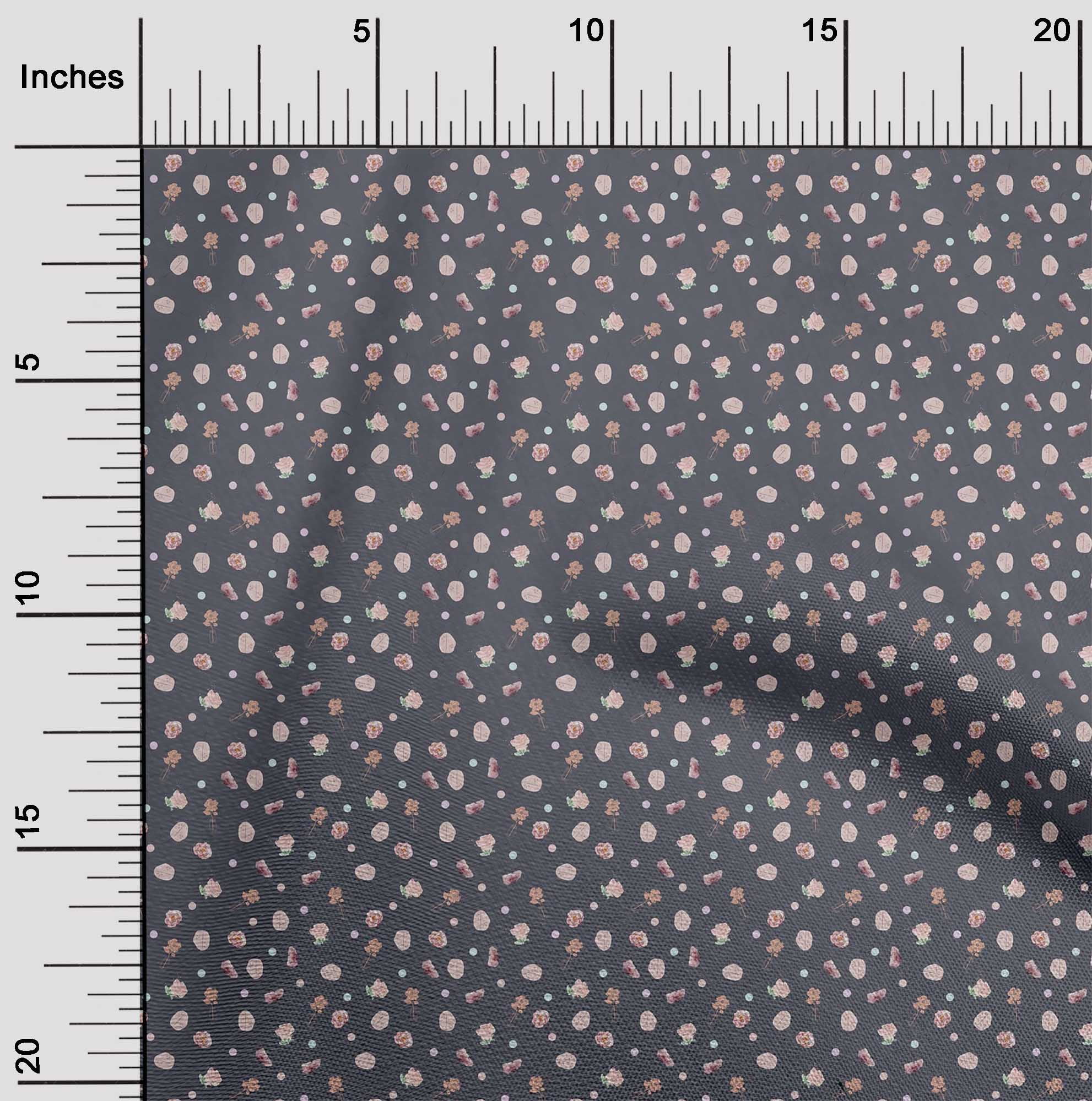 oneOone Organic Cotton Poplin Twill Fabric Dot|Leaves & Flower Jar ...