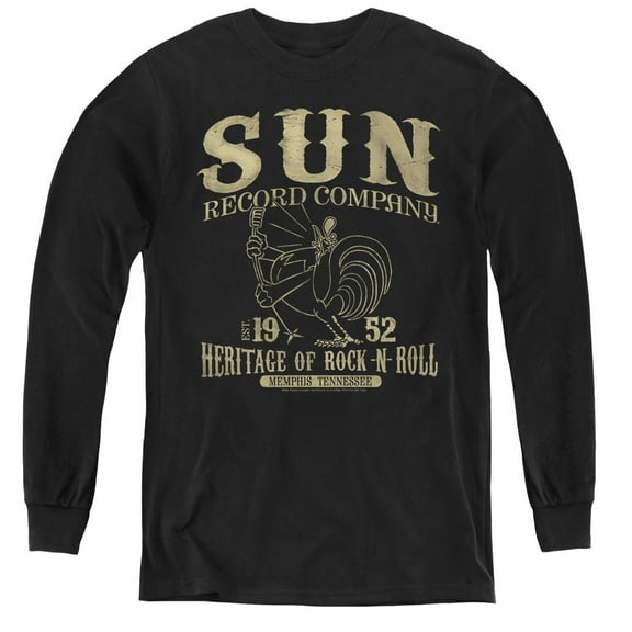 Sun Records Rockabilly Bird Youth Long Sleeve Tee Black