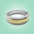 thumbnail image 3 of TriJewels 0.50 ctw Round Yellow Diamond Two Toned and High Polished Edges Men Wedding Band (8 mm) in 10K White Gold, 3 of 6