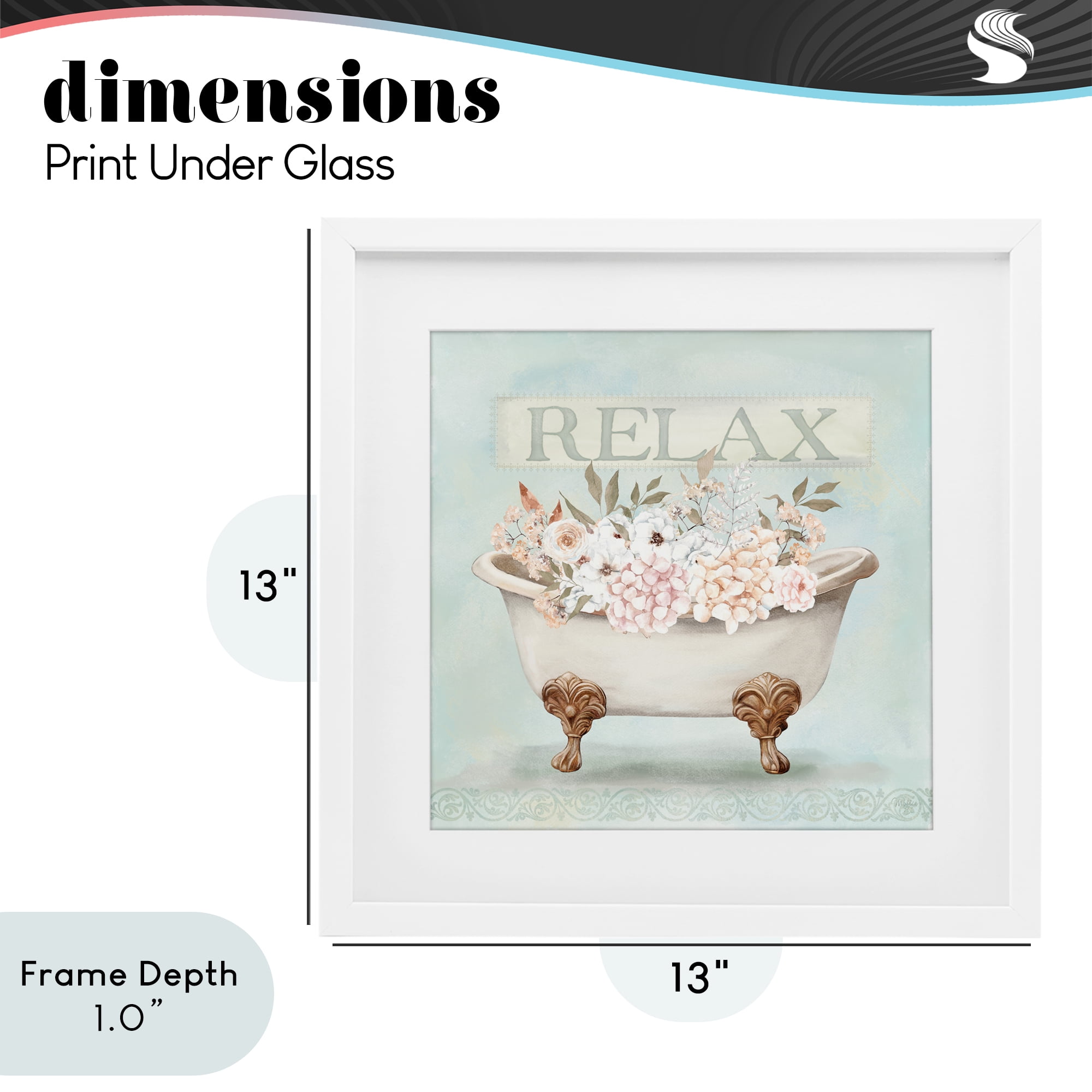 Stupell Industries Relax Floral Tub White Framed Print Under Glass, design by Mollie B.