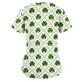 thumbnail image 4 of New Year New You! Snorda Womens Nursing Scrub Tops St. Patrick's Day Leaf Print Working Uniform Short Sleeve V-Neck Workwear Blouse T-shirt with Pockets, 4 of 5