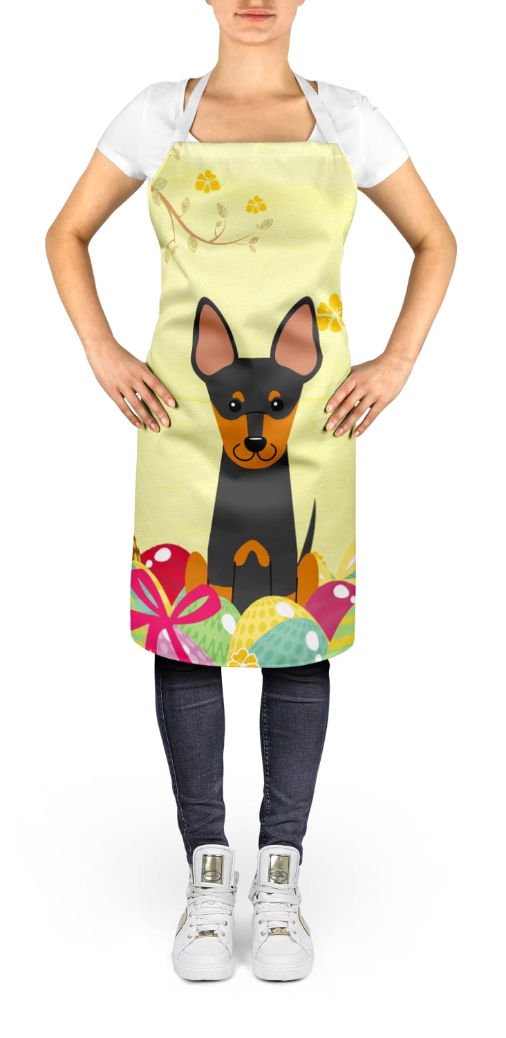 Carolines Treasures BB6109APRON Easter Eggs English Toy Terrier Apron Large multicolor