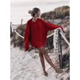 thumbnail image 6 of Women'S Oversized Sweaters Batwing Sleeve Mock Neck Jumper Tops Chunky Knit Pullover Sweater Red M, 6 of 9