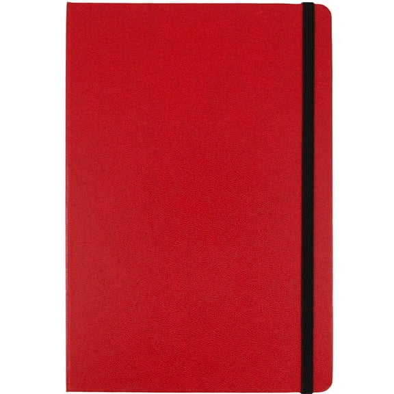 JAM Paper Hardcover Notebook with Elastic Band, 1/Pack, Red, Large, 5 7/8 x 8 1/2, 100 Lined Sheets