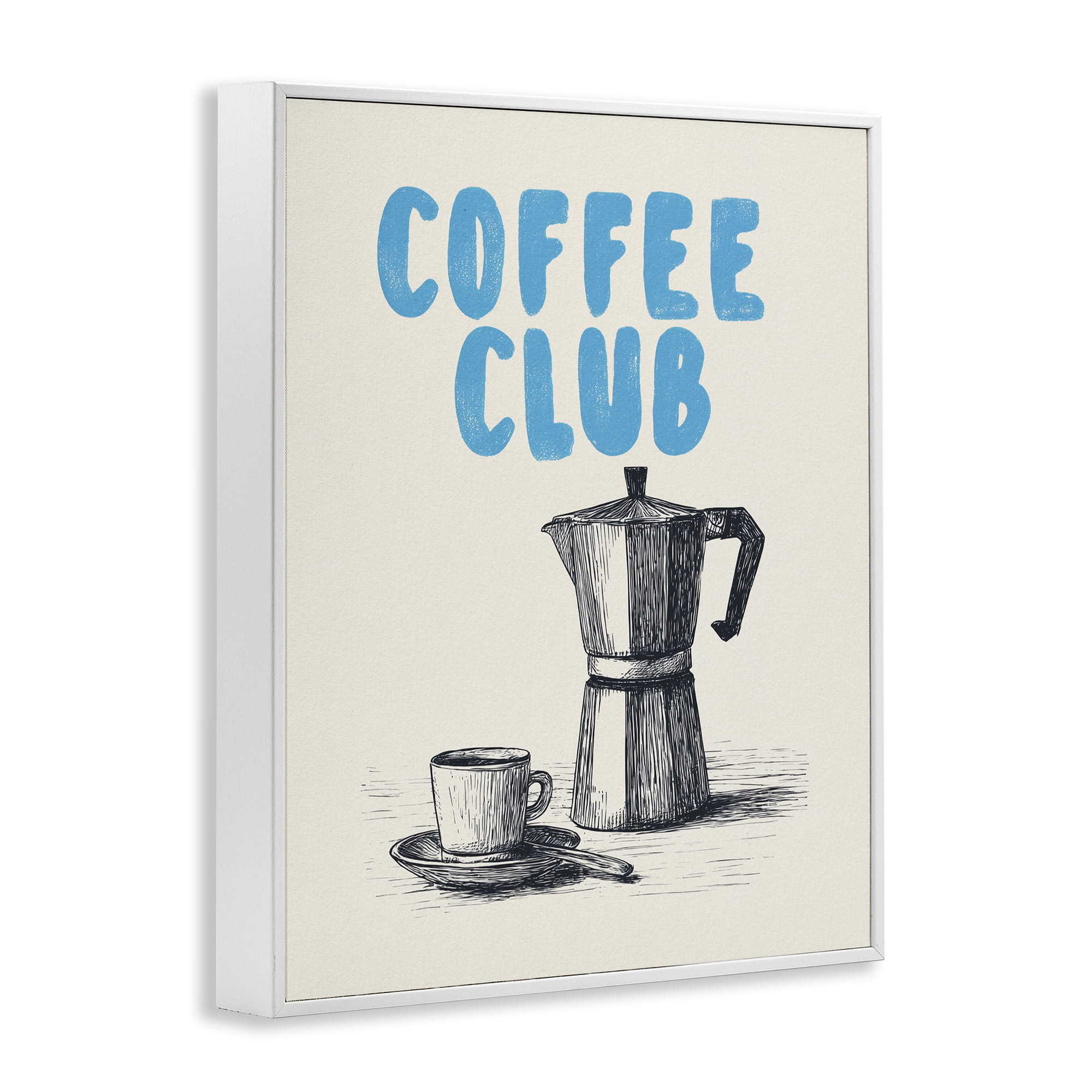 Stupell Industries Coffee Club Retro Drawing White Framed Giclee Art, design by Andreas Magnusson