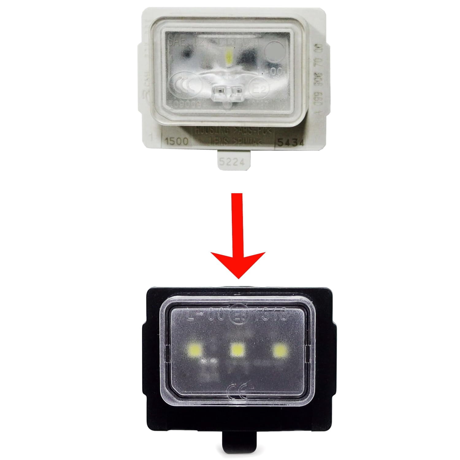 Xenon White 3-SMD LED License Plate Light Kit For Mercedes-Benz W205 C-Class, W213 E-Class, W222 S-Class, W218 CLS-Class, etc