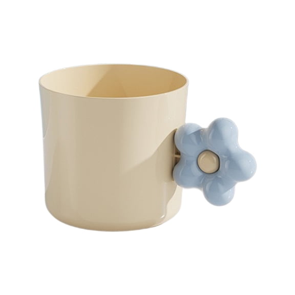 Cute Flower Pattern Mouthwash Cup Plastic Toothbrush Holder for Bathroom Vanity Countertop, Youngster Friendly Design