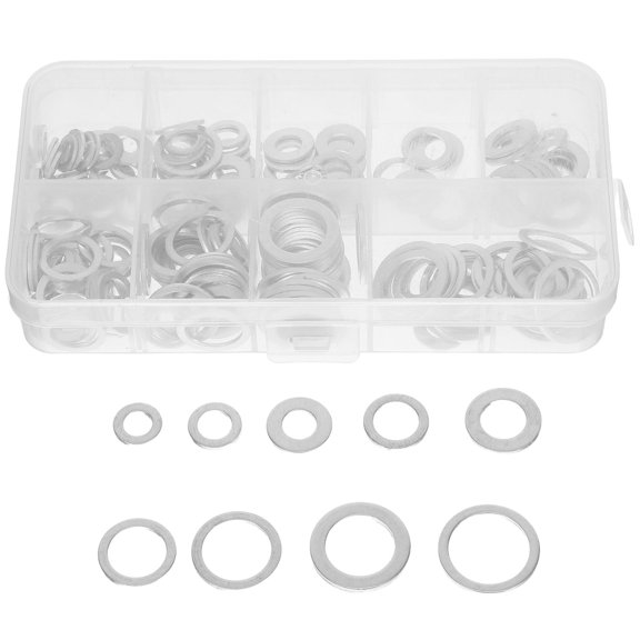 ETEREAUTY 200Pcs Aluminum Oil Drain Plug Gasket Assortment with Leakproof Design