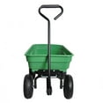 thumbnail image 2 of Tcbosik Garden Dump Cart Utility Outdoor Metal Wagon Carrier Trolley with 10" Pneumatic Tires, Load 300lbs Capacity, Green, 2 of 9