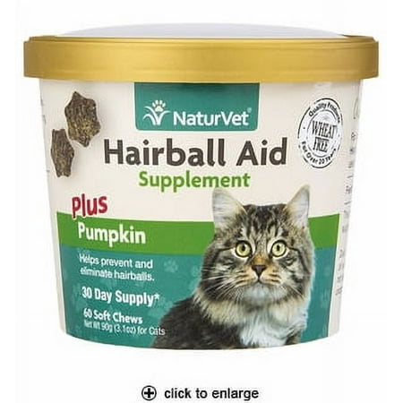 UPC: 0797801036467 | NaturVet 79903646 Hairball Aid Plus 60 cts. Chews Pumpkin Wheat Free Cat Treats
