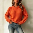 thumbnail image 2 of Zivyakyron Ribbed Sweater for Women Long Sleeve Crew Neck Jumper Fall Winter Casual Loose Waffle Plain Blouses Orange S, 2 of 6