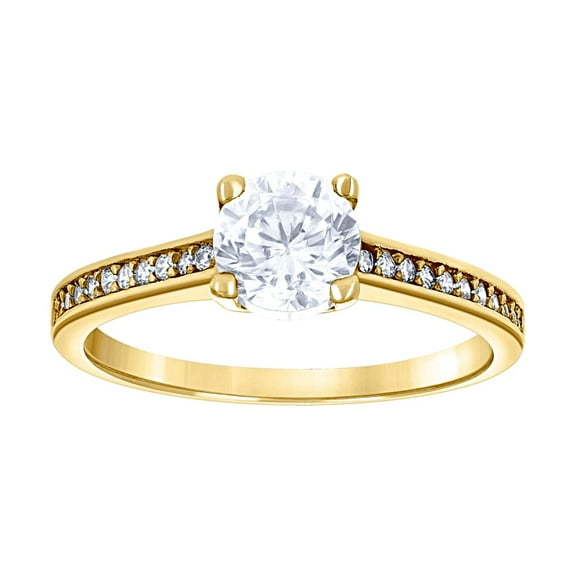 14k Yellow Gold Womens Cubic Zirconia Polished Finish Engagement Ring 6mm Long Engagement Ring for Women