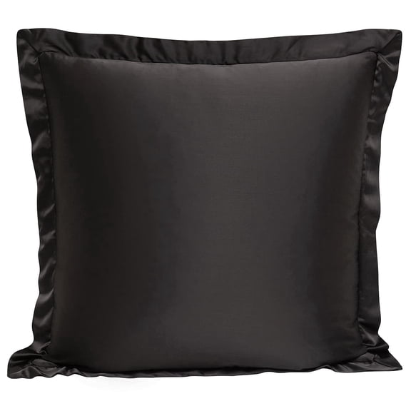 HiEnd Accents High Shine Satin Euro Sham Pillow Cover, 27x27 inch, Espresso Brown Solid Color, Classic Traditional Modern Style Luxury Bedding