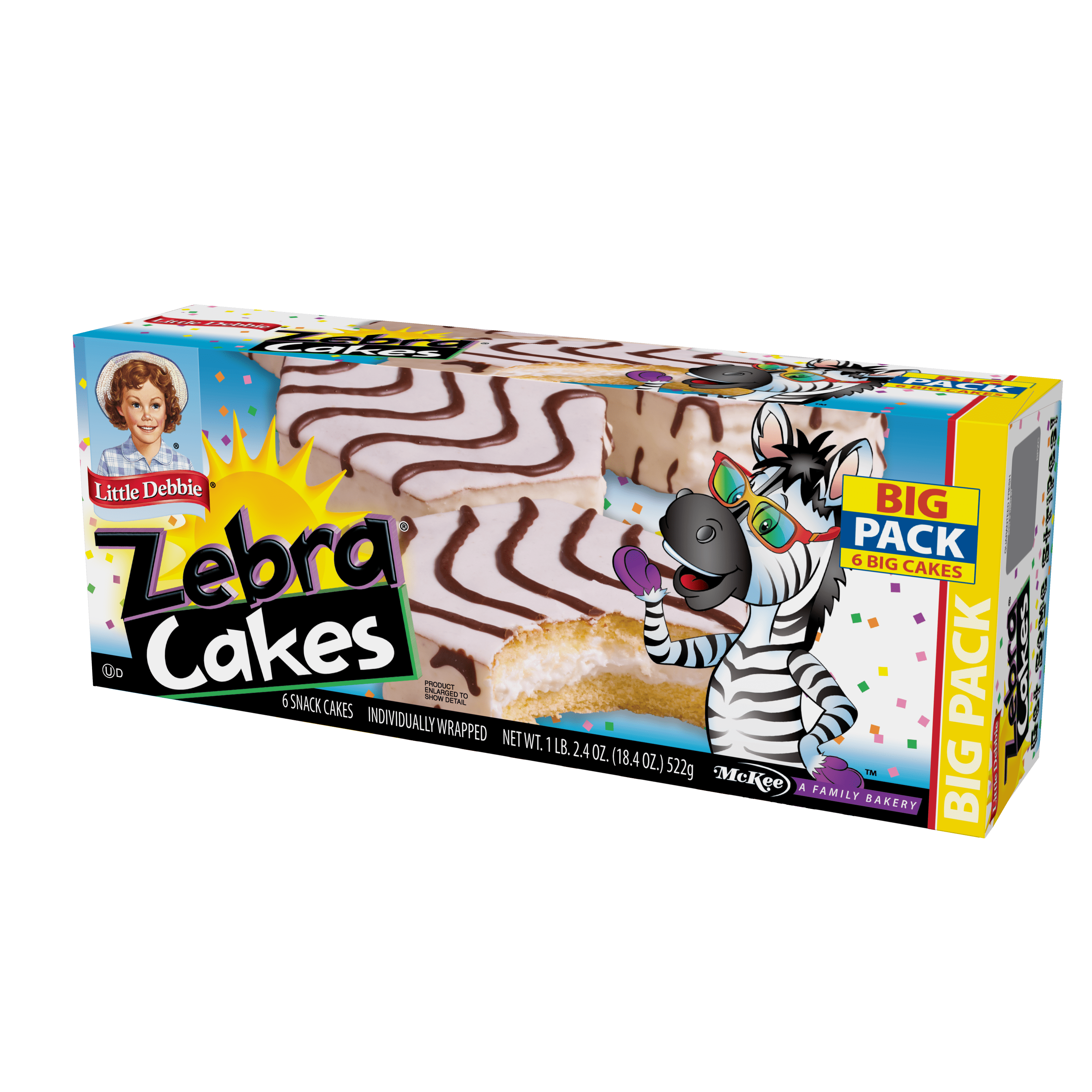 Little Debbie Zebra Cakes Big Pack, 6 Individually Wrapped Vanilla Snack Cakes Per Box (2 Boxes)