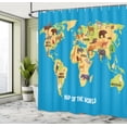 thumbnail image 5 of Ambesonne Blue White Shower Curtain, Flat Map of World, 69"Wx75"L, Blue Pale Orange Brown, 5 of 5