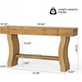 thumbnail image 3 of 59" Solid Wood Console Table, Farmhouse Entryway Sofa Table with Curved Legs, Long Narrow Accent Table for Hallway, Living Room, Foyer, Natural Finish, 3 of 7