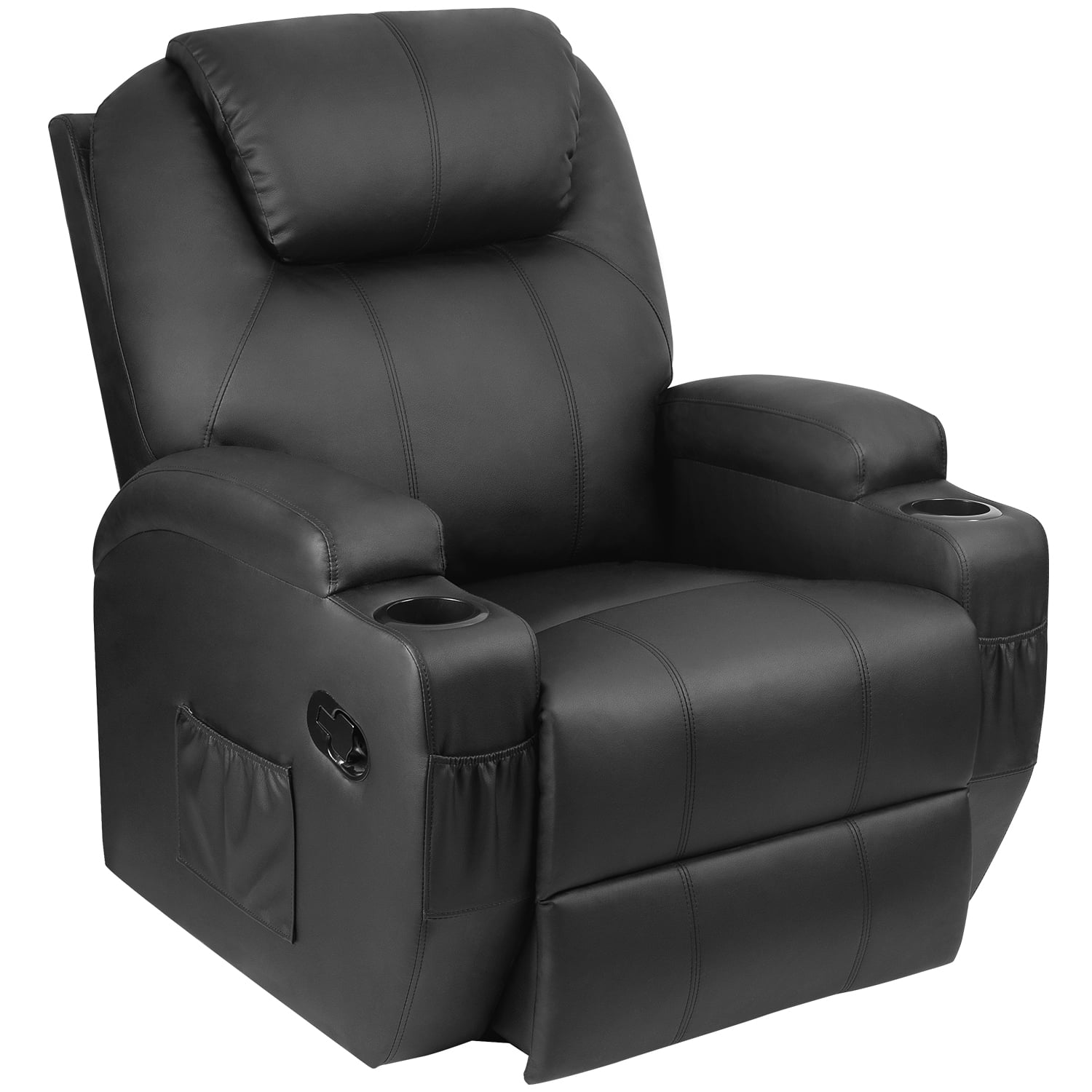 Lacoo swivel heated massage recliner with large headrest and thick  armrests, beige