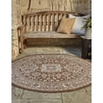 thumbnail image 3 of Rugs.com Outdoor Aztec Collection Rug – 5 Ft Round Brown Flatweave Rug Perfect For Kitchens, Dining Rooms, 3 of 8
