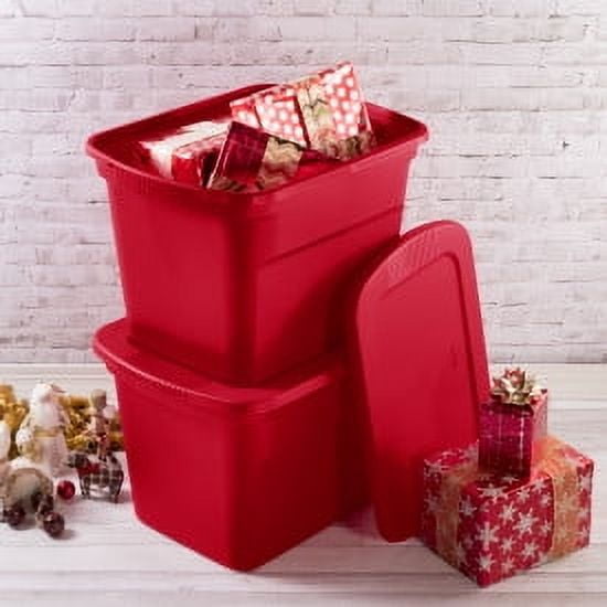 Sterilite 18 Gallon Plastic Stackable Storage Tote Container Red 16 Pack