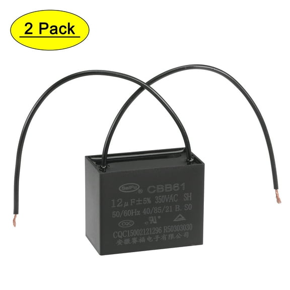 Uxcell 12uF 350V AC 2 Wires CBB61 Ceiling Fan Capacitors 2 Pack