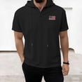 thumbnail image 5 of American Flag Men's Henley Hoodie 4th of July Independence Day Short Sleeve Patriotic Top Waffle Knit Texture Quick Dry Muscle Fit Summer Pullover Lightweight Soft Shirt, 5 of 5