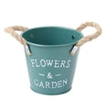 thumbnail image 3 of S SERENABLE Farmhouse Flower Planter Tin Bucket Desktop Storage Barrel for Front Porches Green, 3 of 9