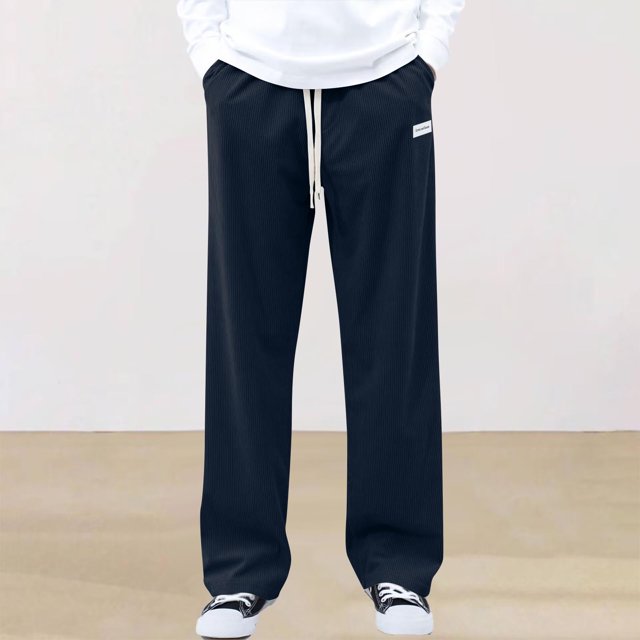 Pantalones largos para hombre, informales, modernos, lisos, para exteriores, deportivos, con cintura elástica y bolsillos, de poliéster.