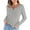 Gray, variant on Going out Tops for Women Notched V Neck Long Sleeve Comfy Shirts Casual Slim Fitted Blouses Tops