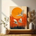 thumbnail image 6 of UXIEQU 12x16 Inch 2D Flat Yellow Flying Cranes Wall Art Japanese Sun Moon Japandi Living Room Decor, 6 of 8