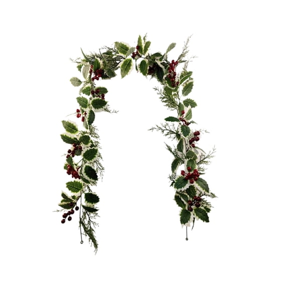KOYPTL Christmas Decorations Eucalyptus Garland,71 Inch Green Leaves Wreath Vines Garlands Decorations,Artificial Red Berry Garland for Fireplace Mantle Indoor Outdoor Party Home Decor