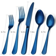 Blue Silverware Set, 20-Piece Silverware Flatware Cutlery Set, Stainless Steel Utensils Service for 4, Include Knife/Fork/Spoon