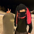 thumbnail image 4 of Gorro de punto con 1 agujero para mujer y niña, mascarilla 3D con orejas de conejo divertidas, gorro con bufanda, gorro cálido de invierno, calavera de punto, 4 of 5