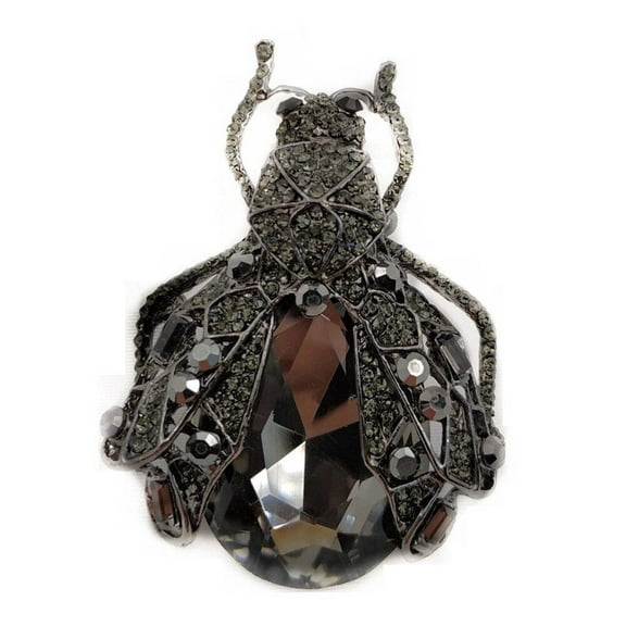 Jewelblings Gothic Vintage Style Full Black Pear Shaped Rhinestone Cicada Brooch Big Beetle Pins Costume Jewelry for Halloween Party Jewelry