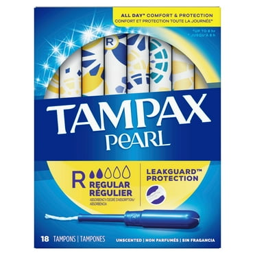 Tampax Pearl Tampons Plastic Regular Absorbency Unscented - 18 Count Package May Vary