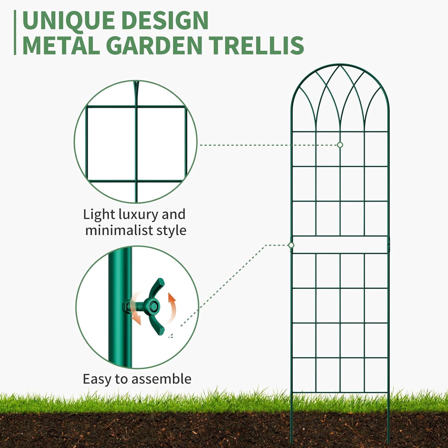 ABOORN 4 Pack Metal Garden Trellis for Climbing Plants Outdoor, Metal Plant Trellis for Flowers Tomato Cucumber Rose Vegetable Support Garden Decoration