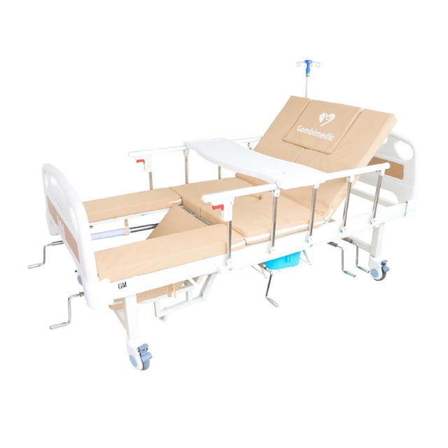 Gambimedic Cama Hospital Multifuncion 5 Posiciones Manual Baño Mesa Color Blanco Colchon Elevacion D