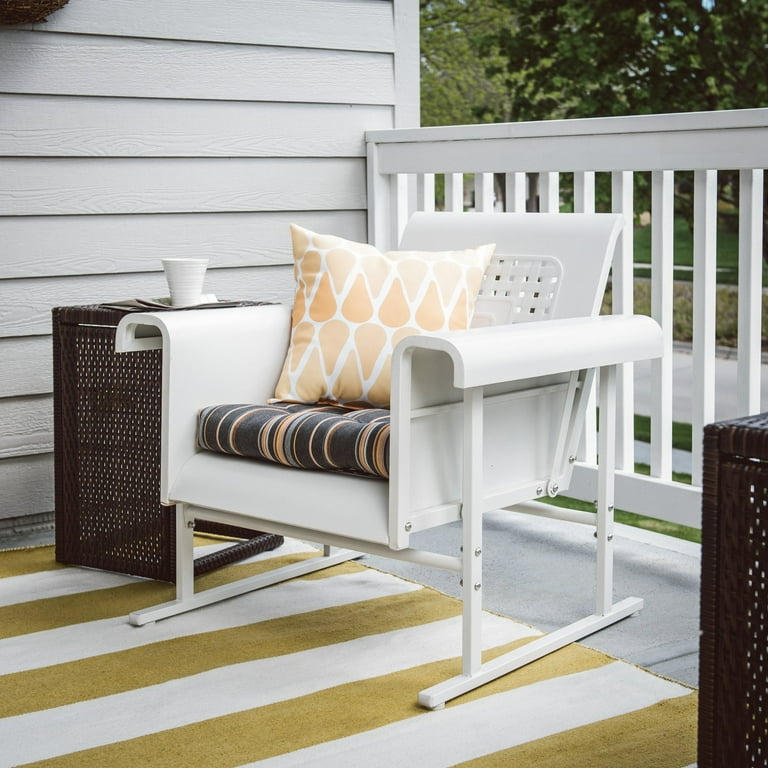 Suncrown Adjustable Black Metal Outdoor Recliner with Peacock Blue Cushions