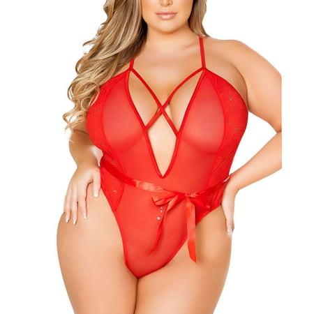 uublik Lingerie Set for Women Sexy Naughty Plus Size Lace Sexy Naughty Bodysuit Babydoll