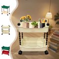 thumbnail image 1 of Bowayaoa 2 Tier Snack Cart on Wheels, Multifunctional Mobile Storage Rack with Lockable Casters for Living Room, Kitchen, Bathroom, Fruit and Baby Bookcase Organizer, 1 of 7