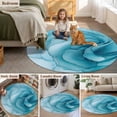 thumbnail image 5 of Marble Texture 8FT Round Area Rugs for Living Room 111 Light Blue Lines Ink Art Watercolor Ultra-Thin Non-Slip Round Rugs Machine Washable Low Pile Circle Carpet for Bedroom Kitchen Nursery, 5 of 9