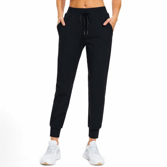 MASKERT Women's Joggers Pants-Athletic Running with Pockets Tapered Casual Workout Pants Black (Size XS-XXXL)
